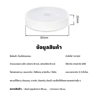 ไฟติดห้องนอน โคมไฟไร้สาย โคมไฟหัวเตียงLED แถมสายชาร์จUSB ติดพนัง ยึดผนังด้วยแม่เหล็ก ปรับได้ 3 สี