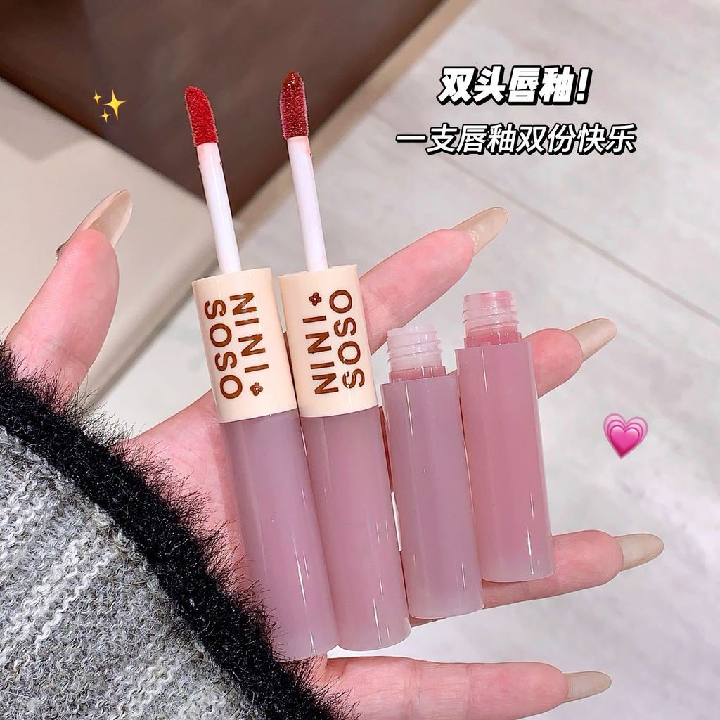 CJ Double-Effect Lip Gloss Soft Matte Velvet Matte Water Gloss Mirror Toot Lip ลิปสติกสองในหนึ่งเดีย