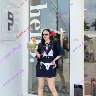 COD✅ (จัดส่งในกรุงเทพฯ) MAO Shop เสื้อยืดแฟชั่น พิมพ์ลายบิกินี่ ผ้าคอตตอนใส่สบาย🌴พร้อมส่ง🌴