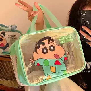 Crayon Xiaoxin Cosmetic Bag Cute Dry Wet Separation Transparent Large Capacity Female Portable Travel Wash Portable Pouch zKkC