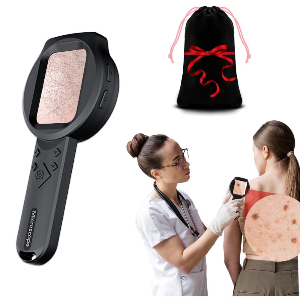 มือถือ 2.8in Facial Dermatoscope Skin Analyzer เครื่องแว่นขยายดิจิตอล HD 1080P 100X