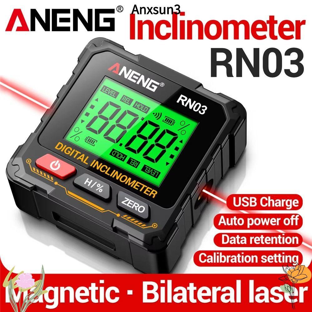 ANXSUN3 เลเซอร์ Inclinometer,ชาร์จแม่เหล็กดิจิตอล Inclinometer,ANENG RN01/RN02/RN03 ความแม่นยําสูงจอแสดงผล LCD การวัด 360 องศา Digital Angle Finder ในครัวเรือน