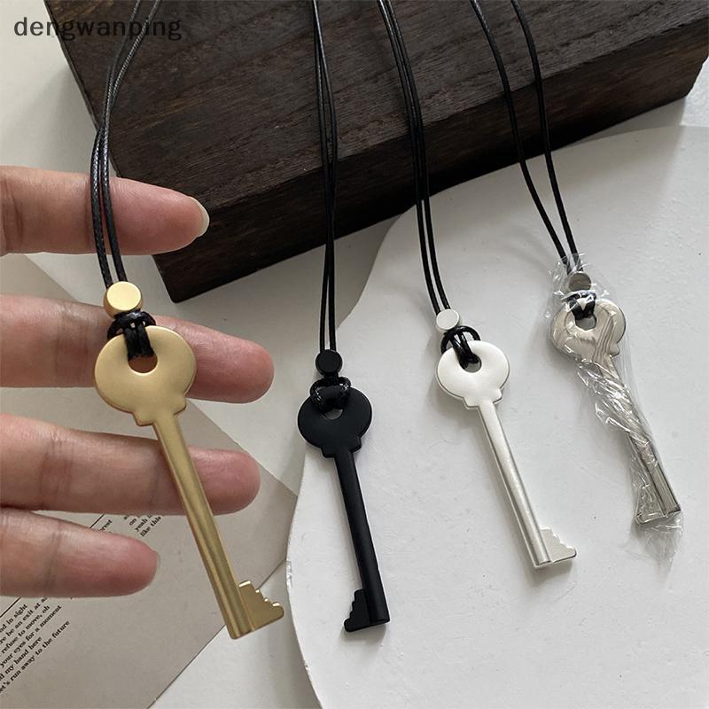 [DWP] สร้อยคอจี้รูปกุญแจโลหะสําหรับผู้หญิงสาวที่เรียบง่ายเชือกขี้ผึ้งยาวโซ่เสื้อกันหนาวเครื่องประดับ