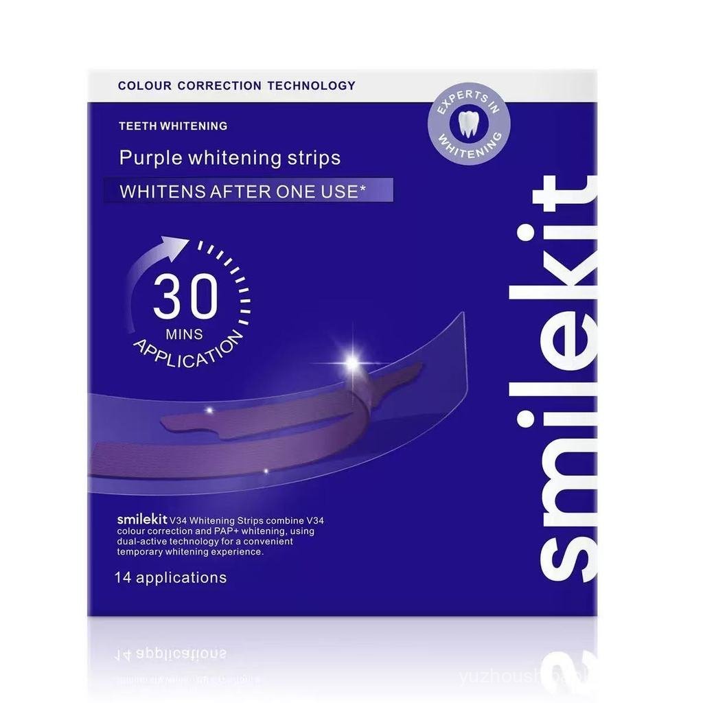 Hismile V34 Whitening Strips, Teeth Whitening Strips, Purple Tooth Whitening, Tooth Stain Treatment,