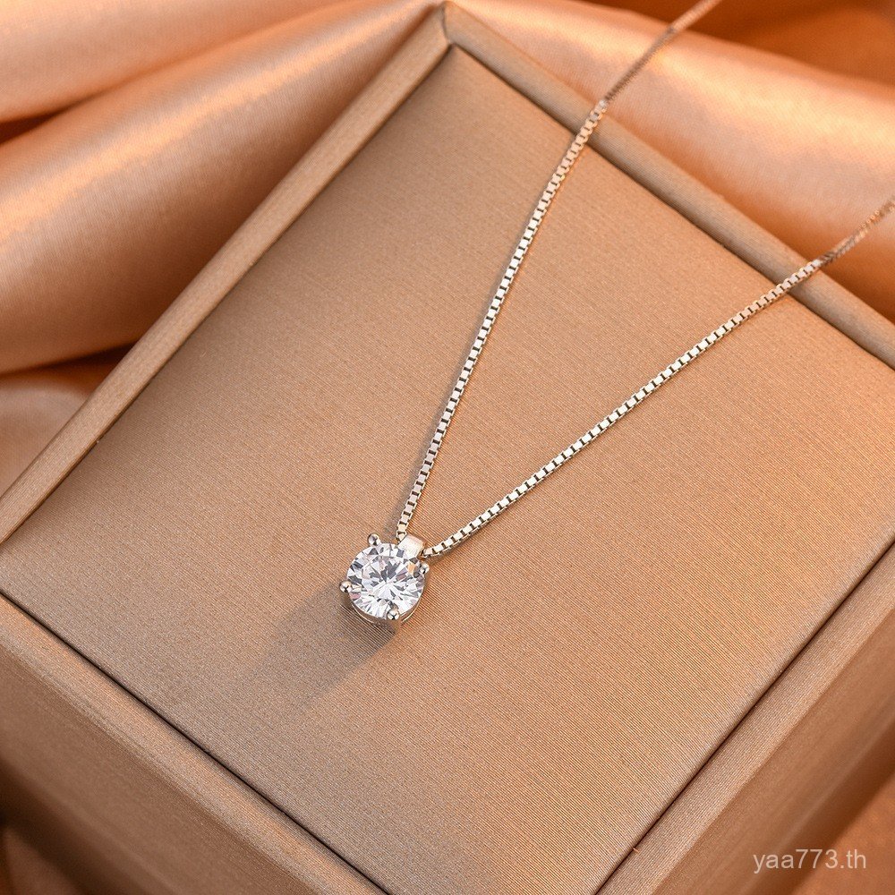 อินเทรนด์เพทายเวอร์ชั่นเกาหลีสร้อยคอเกรด A สร้อยคอคอ Classy หรูหรา s925 เงินห้าโบว์ Niche เครื่องประ