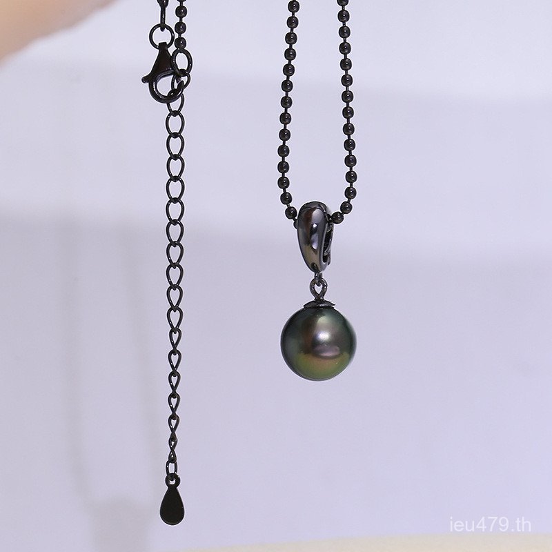 สร้อยคอจี้แบบฝังตัว สเตอร์ลิงซิลเวอร์เคลือบดำ พร้อมแท่นสำหรับใส่หินหรือเครื่องประดับ S925 ERX2