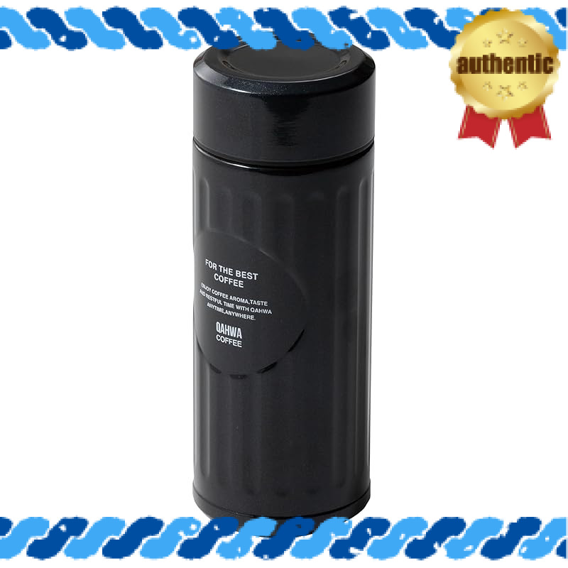 QAHWA Coffee Bottle 420ml Pearl Black Direct Drinking Vacuum Insulated Double Wall Structure Teflon 