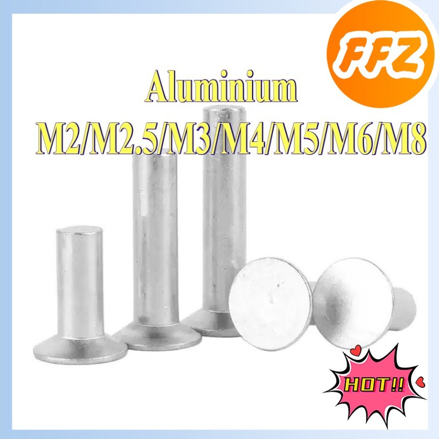 หมุดอลูมิเนียมหัวกลมแบน M2/M2.5/M3/M4/M5/M6/M8 หมวกแบนหมุดแข็ง Hand-Percussion Willow Nails Mao Nail