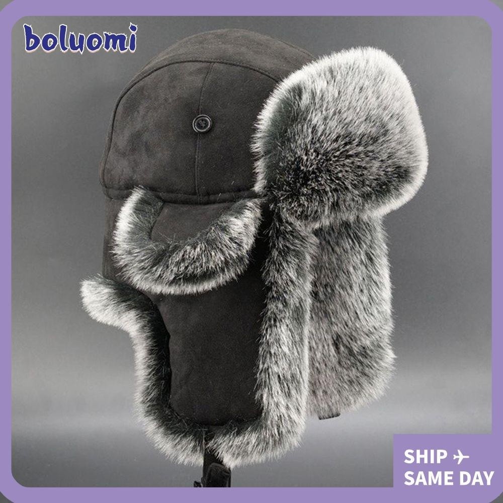 BOLUMI Russian Style Ushanka Hat Made Of Soft Leather