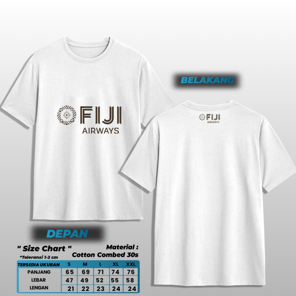 KATUN Fiji Airways Merchandise เสื้อยืด Maskapai MS10 Combed Cotton 30s