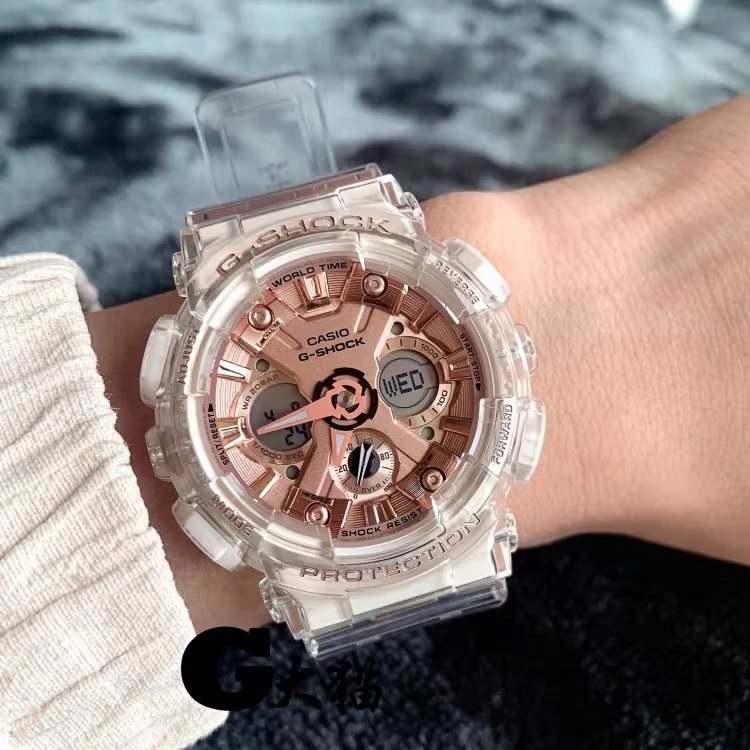 Casio G-SHOCK Unisex โปร่งใส Rose Gold นาฬิกาผู้ชายผู้หญิง GMA-S110SR-7A/S120SR