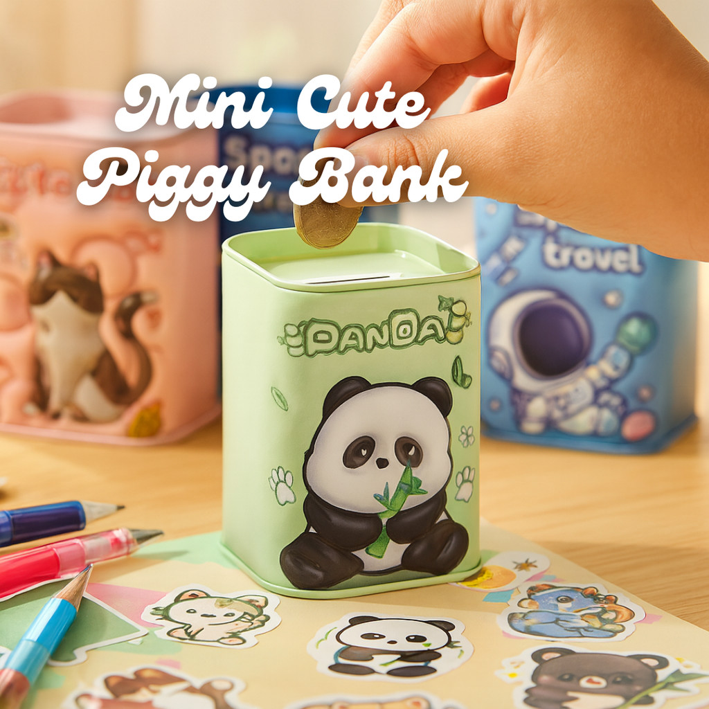 HunnyBoo {Mud Dibuka} Tabung Simpanan Mini Cute Dragon Panda Cat Space Travel Coin Bank Children การ