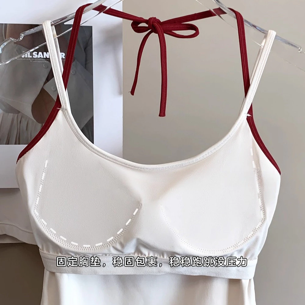 สปอร์ตบราโยคะ ดีไซน์ฮาลเตอร์ เสื้อยืดกระชับสัดส่วนสำหรับออกกำลังกาย thumbnail 5