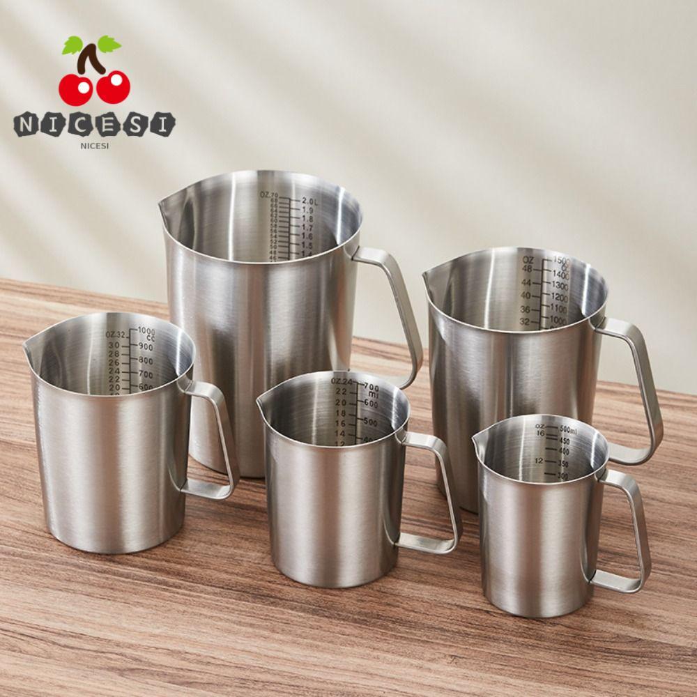 NICESI ถ้วยตวง, 304 สแตนเลสขนาดด้านในออกแบบห้องปฏิบัติการ Beaker, หนาพร้อมฝาปิดขนาดใหญ่ความจุ Liquid