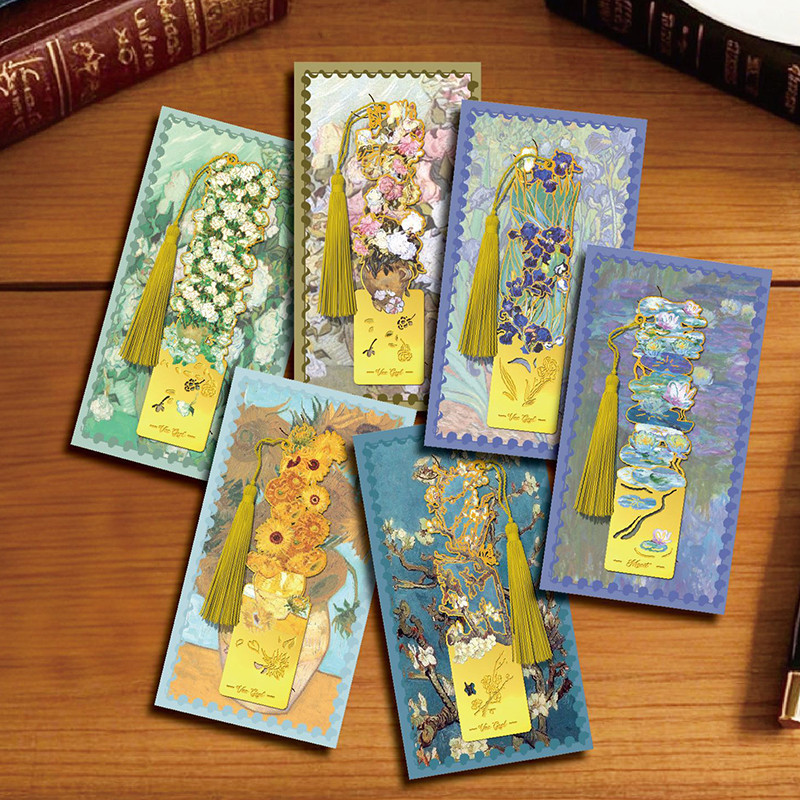 ชุดจิตรกรรมวินเทจกลวงออกที่คั่นโลหะนักเรียนหนังสือหน้าผู้ถือ