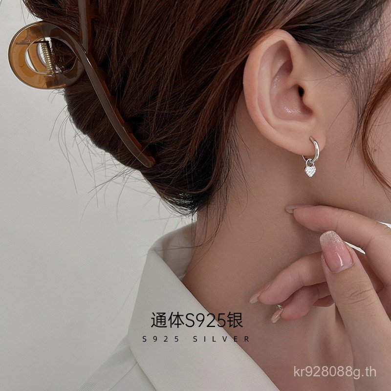 หญิงหูหัวเข็มขัดต่างหูเกาหลีเพชร-เรียงราย Ficus ภายใต้ Ficus Love ต่างหูต่างหู Classy พีชรูปหัวใจอิน