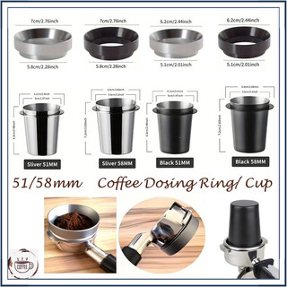 ☕☕☕51/58MM.  Coffee Dosing Ring/Cup ถังเก็บกาแฟสแตนเลส  -ถ้วยผงเครื่องชงกาแฟเอสเพรส, เหมาะสำหรับช็อตเอสเพรสโซ่ขนาด