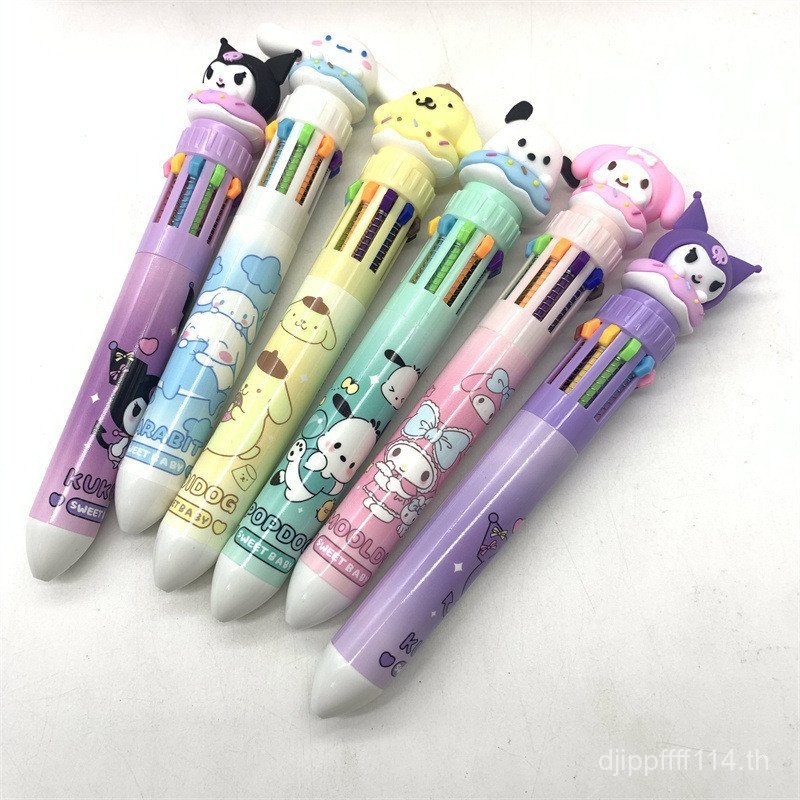 Sanrio Donut Big-Eared Dog ins Kuromi Pacha Dog ปากกาลูกลื่นสิบสีข้ามพรมแดน 10 ปากกาหลากสีปากกาสี UR
