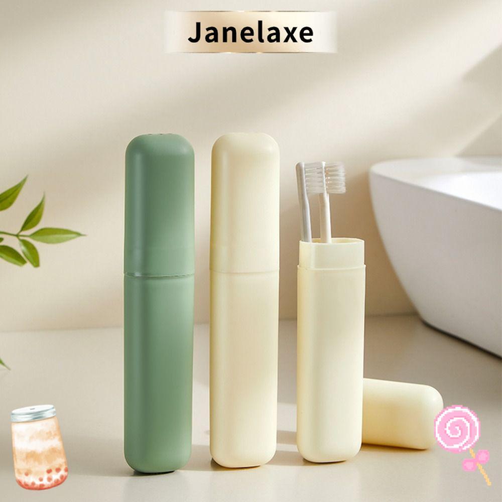 JANELAXE ที่ใส่แปรงสีฟัน, แปรงสีฟันระบายน้ํากันฝุ่น, แบบพกพา Travel Camping ฝาครอบป้องกันมัลติฟังก์ชั่นแก้วฟัน