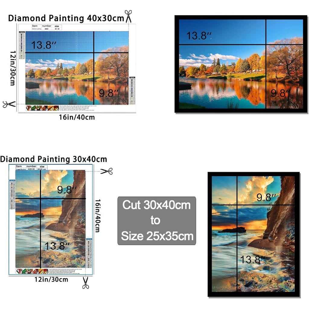Diamond Painting Frames, 9.8x13.8in Picture Frame for 30x40cm/12x16in Diamond Painting after Croppin