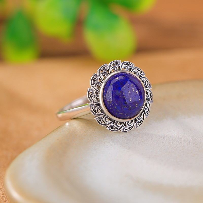 แหวนลายกลวง Lapis Lazuli สไตล์จีน