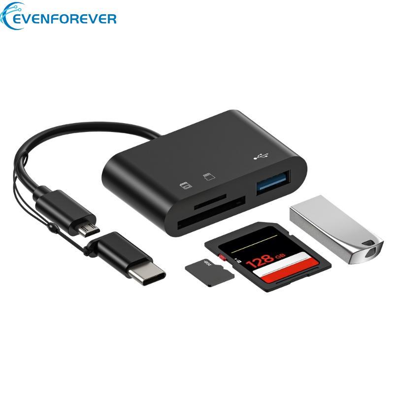EV 5 in 1 Type-C USB TF SD Card Reader OTG Hub Micro USB Charger Adapter สําหรับ MacBooks โทรศัพท์ Universal มัลติฟังก์ชั่น
