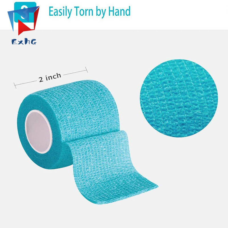 Self กาวกีฬา Wrap Bandage Breathable Cohesive Bandage Wrap Roll ความยืดหยุ่นสูง Self-Adheerent เทป
