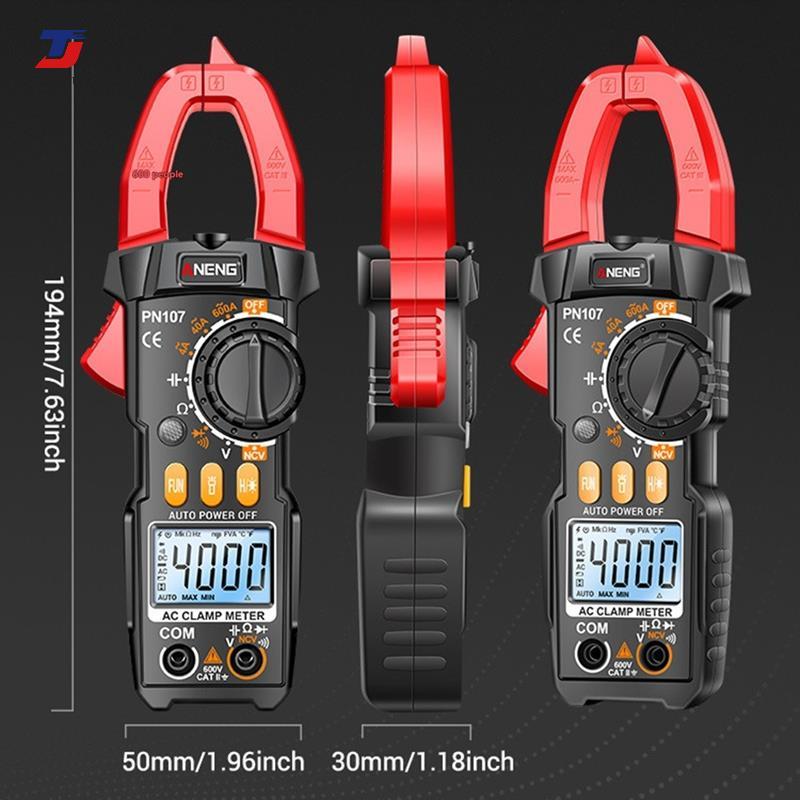 PN107 Digital Clamp Meter NCV Induction Ohmm เครื่องทดสอบแรงดันไฟฟ้า 600A Current True RMS มัลติมิเต