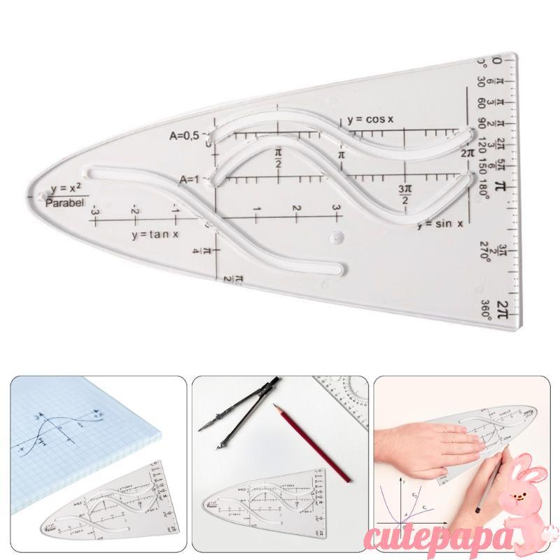 Cutep Drawing Parabolic Template เครื่องมือวัดไม้บรรทัดร่างสําหรับนักเรียน Parabolic Stencil Parabol