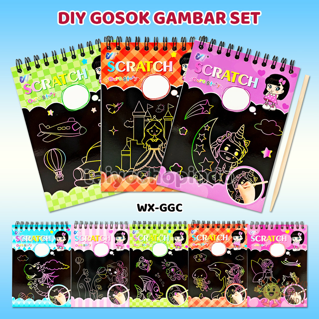 TAIYO DIY Rub ชุดภาพแหวน Scratch Book สีสัน Rainbow Sketch Book Scratch Art ภาพวาดของเล่น