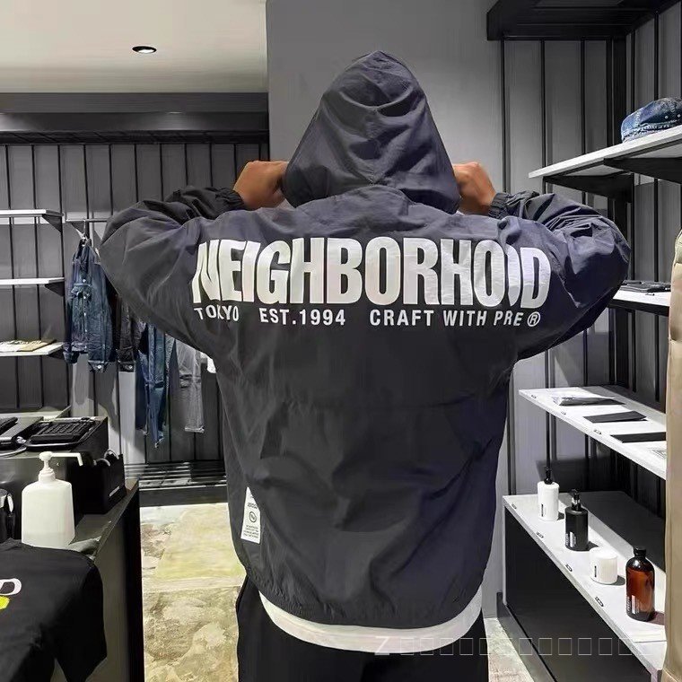 NEIGHBORHOODเสื้อแจ็คเก็ต Shawn Yue ญี่ปุ่นหลวมสบายๆกลางแจ้งฟังก์ชั่นกันลมไนลอน Stand-Up เสื้อแจ็คเก็ต