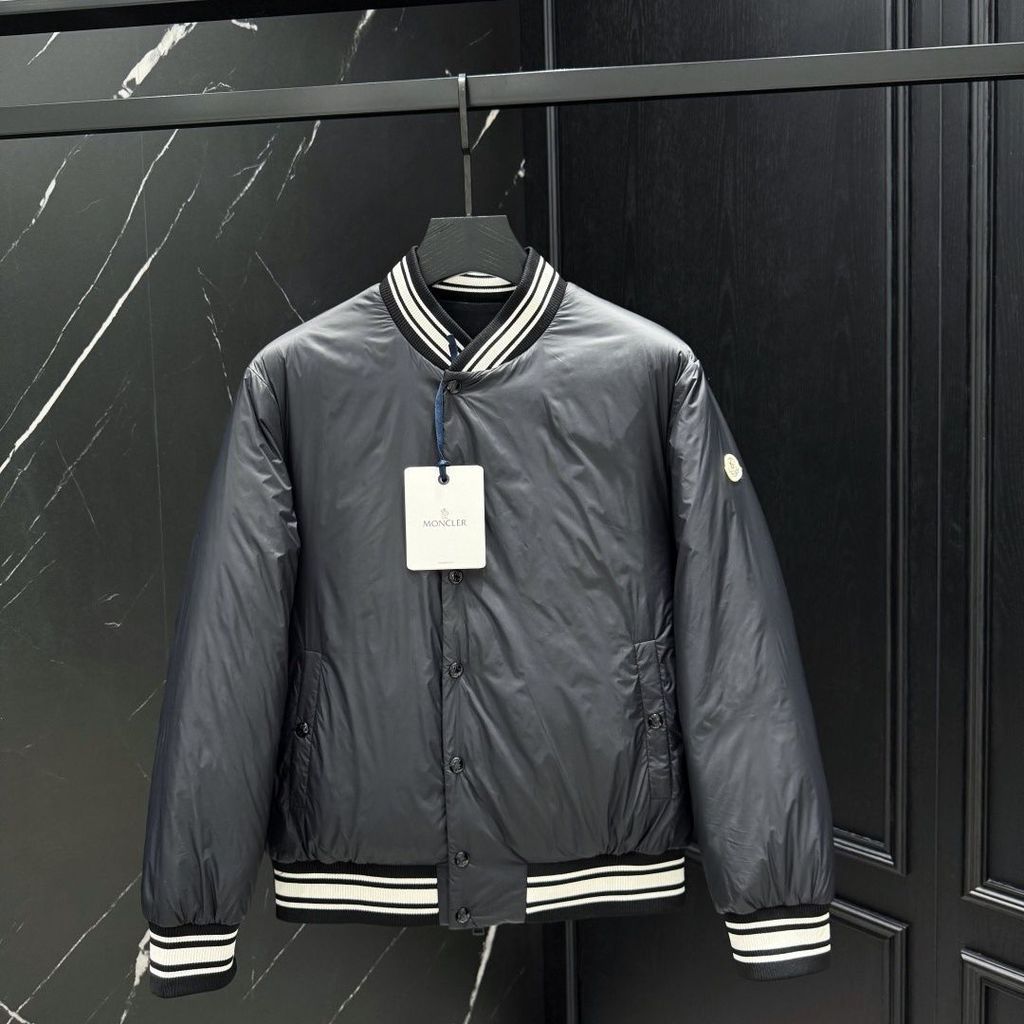 HA4J Mon''''r Winter New Double-Sided Baseball Down Jacket Fashion Short Men's Embroidered Duck Down