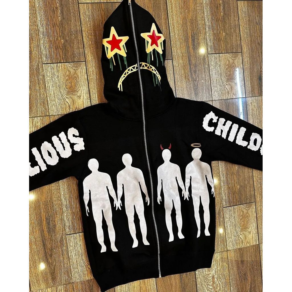 Grunge Zip Up Hoodie Streetwear Letter พิมพ์เสื้อแขนยาว Gothic Punk Y2k ฤดูใบไม้ร่วงฤดูหนาวหญิง Hood