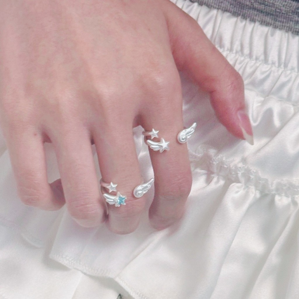 แหวนโลหะผสมออกแบบลายปีกนางฟ้า ดีไซน์สวยงาม สำหรับผู้หญิง