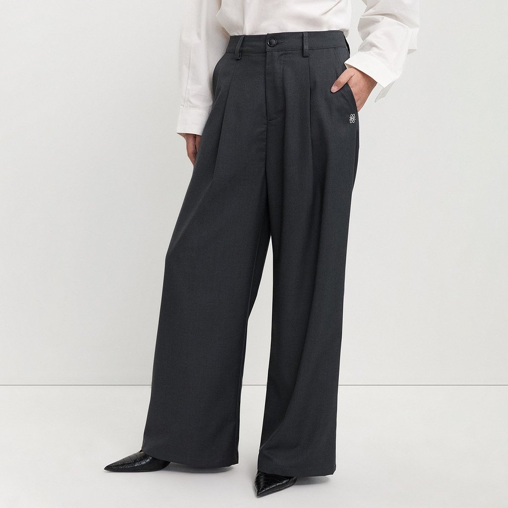 [Pomelo] กางเกงขากว้างจับจีบ / Pleated Wide Leg Trousers - รูปที่ 3