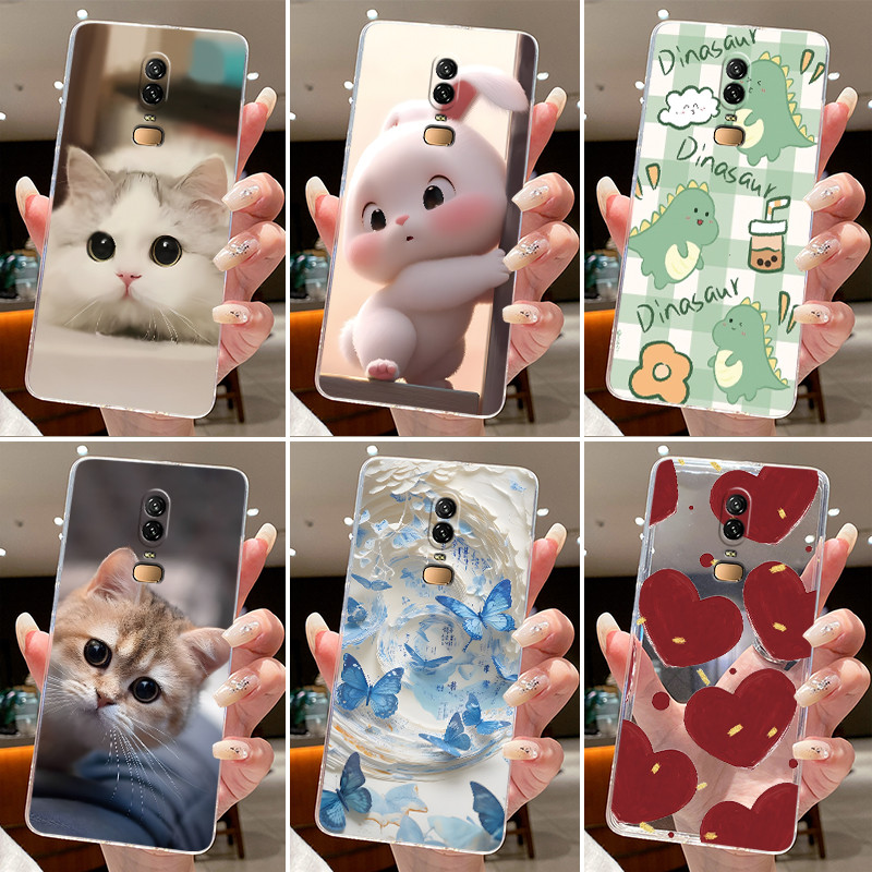 Jelly Casing สําหรับ OnePlus 6 6T ซิลิโคนใส Soft TPU ฝาหลัง OnePlus6T OnePlus6 กระต่ายน่ารักแมว Dinasaur เคสโทรศัพท์