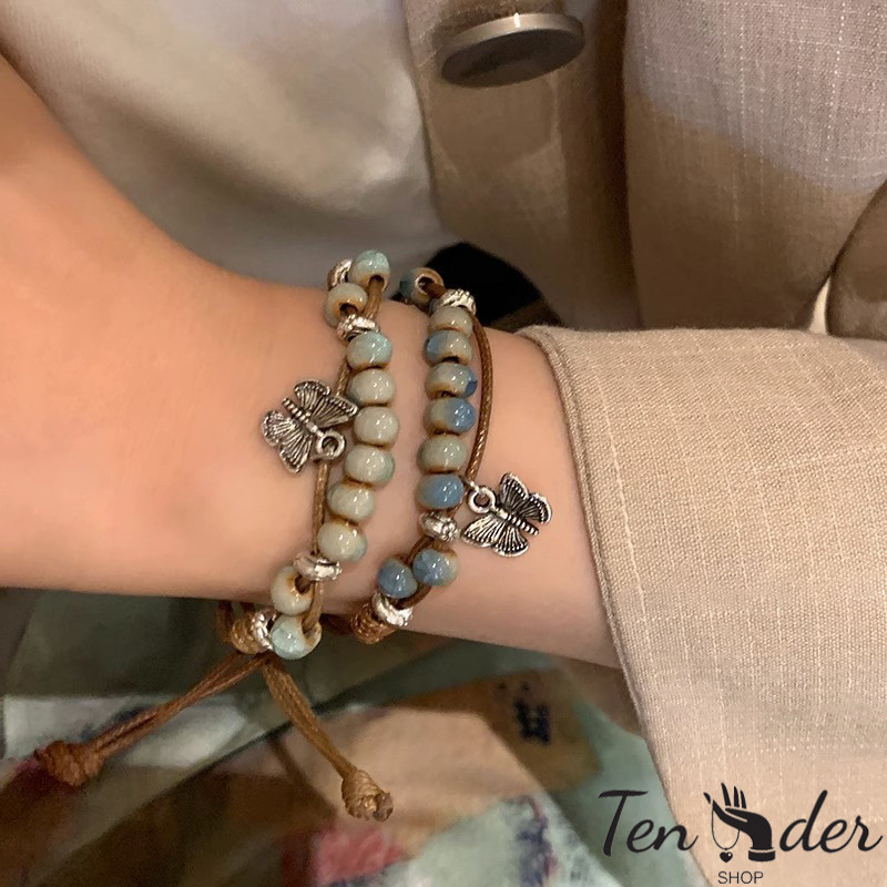 COD-ส่งเร็วจากไทย🎀สร้อยข้อมือสไตล์ย้อนยุคสำหรับผู้หญิง สร้อยข้อมือผีเสื้อถักลูกปัดเ สร้อยข้อมือสไตล์ชาติพันธุ์-Ten