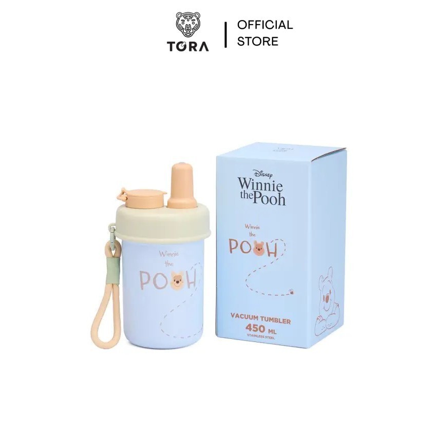 Tora แก้วน้ำสุญญากาศ สแตนเลส เก็บความร้อนเย็น ลายหมีพูห์ Disney Collection 2025 ความจุ 450 มล. สีฟ้า