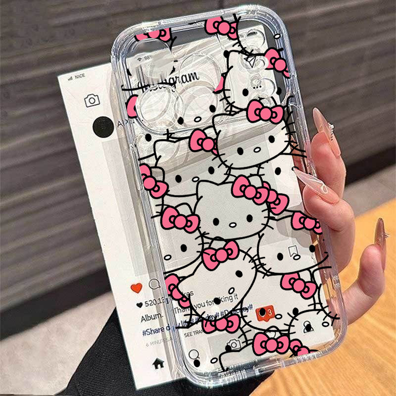 Y2K สีชมพู Bow Kitty Cat KT สําหรับ OPPO A6 A5 PRO Reno 14 13 12 11 10 Pro 14f 13f 12F A5X A35 โทรศั