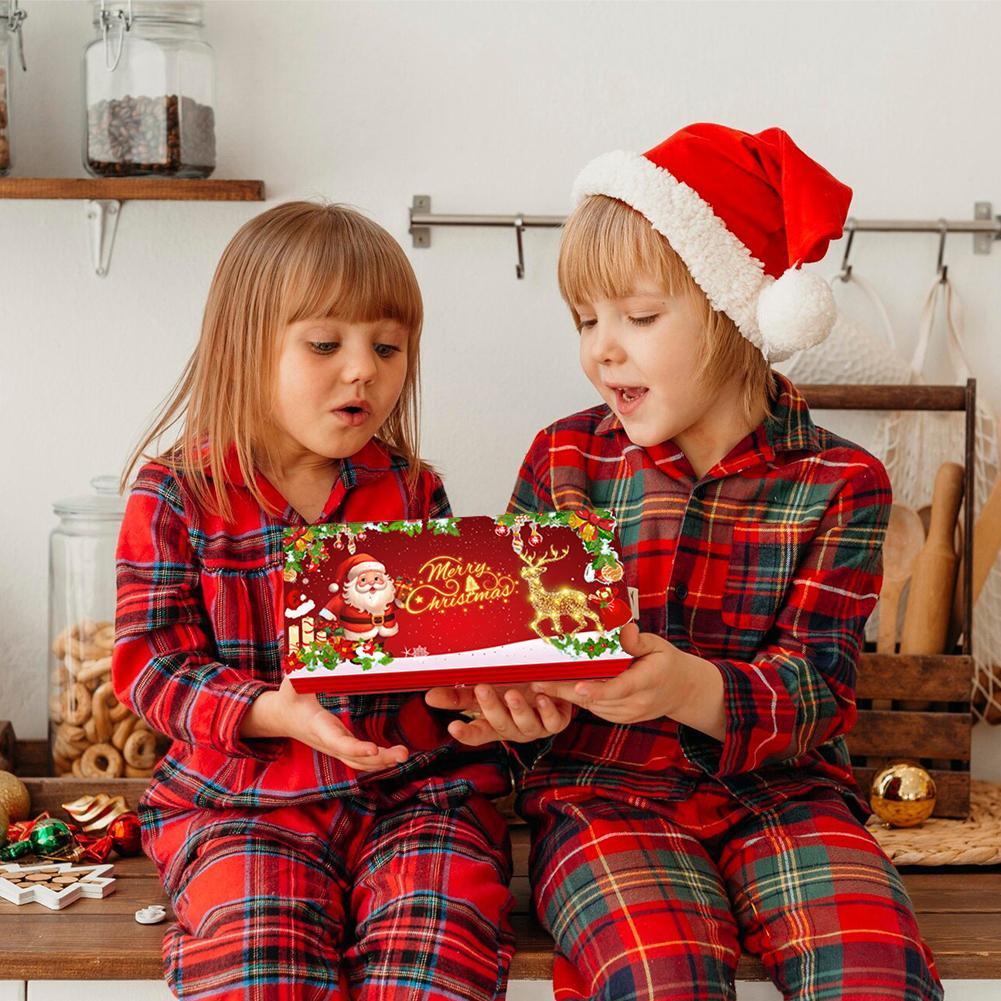 10 การ์ดซานตาคลอส Usd ซองจดหมายสีแดงคริสต์มาสเซอร์ไพรส์เงินกล่องปาร์ตี้ W1s2