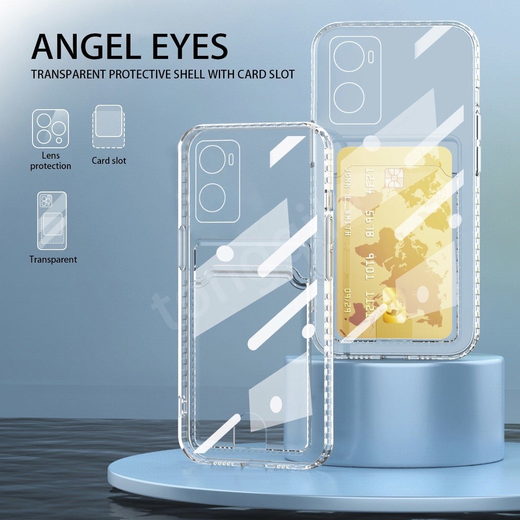 OPPO A57 4G 5G, A77S CASE CARD CLEAR TRANSPARENT SOFT SLOT CARD / WALLET CASE