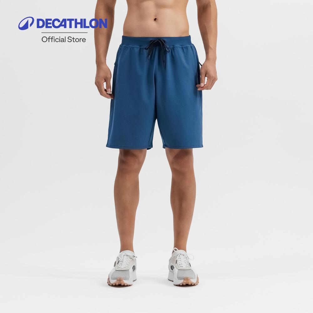 Decathlon Men'S Fitness Cardio Training Shorts 500 กางเกงขาสั้นสำหรับผู้ชายใส่ออกกำลังกายคาร์ดิโอ รุ่น 500 - Blue