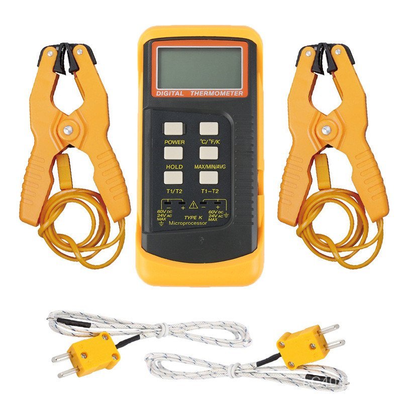 คลิป K-Type เครื่องวัดอุณหภูมิ 6802II อุณหภูมิ Thermocouple ประเภทติดต่อ Dual-Channel อุตสาหกรรม Dua