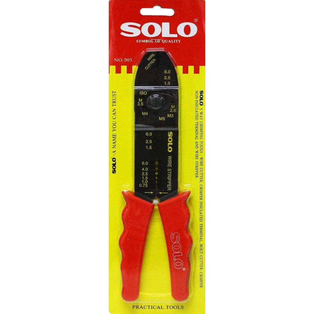 SOLO คีมย้ำหางปลา NO.905 และคีมปอกตัดสายไฟ - รูปที่ 1
