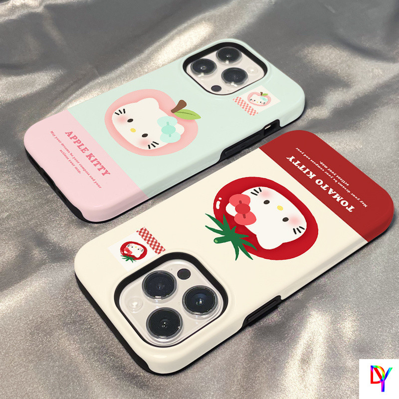 เคสโทรศัพท์คิตตี้น่ารัก | สําหรับ iPhone 17/16 Pro Max 16/15 14 Plus 13/12/11 Pro Max XS Max | ฟิล์ม 2-ใน-1 ฝาครอบป้องกันการตกกระแทกสองชั้น