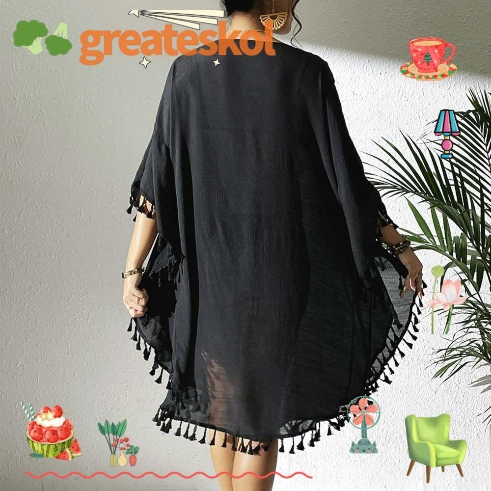 Women Loose Sun Protection Swim Cover Up With Cream Pattern And Square Neck For Easy Summer Wear