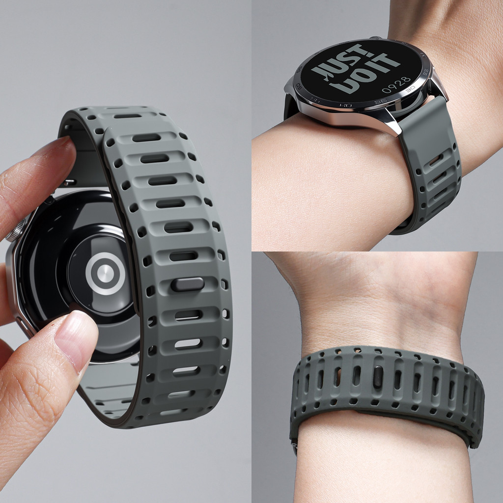 สายรัดข้อมือแม่เหล็กซิลิโคนขนาด 22 มม. เหมาะสําหรับนาฬิกา Huawei GT6/gt5/gt4/gt6pro/watch5/4PRO กีฬาสายรัดระบายอากาศ