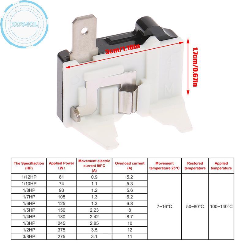 Xo94ol 4TM 110/220V ตู้เย็น Overload Protector ตู้แช่แข็งเปลี่ยนส่วนรีเลย์ 1/2 1/3 1/4 1/5 1/6 1/7 1