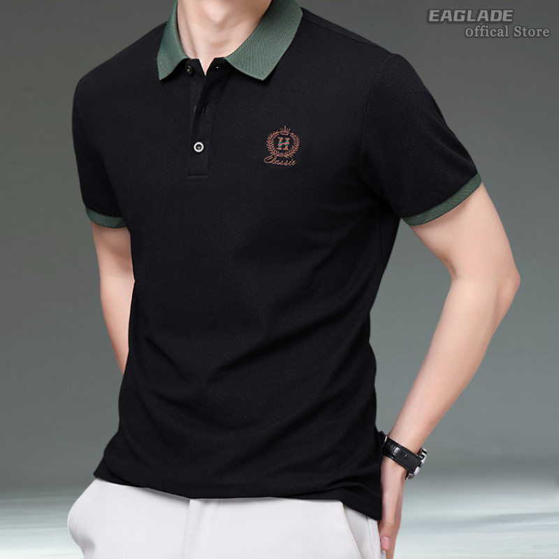 EAGLADE เสื้อยืดโปโลผู้ชาย คอปก สีกรมท่า ใส่สบายและระบายอากาศได้ดี - รูปที่ 2