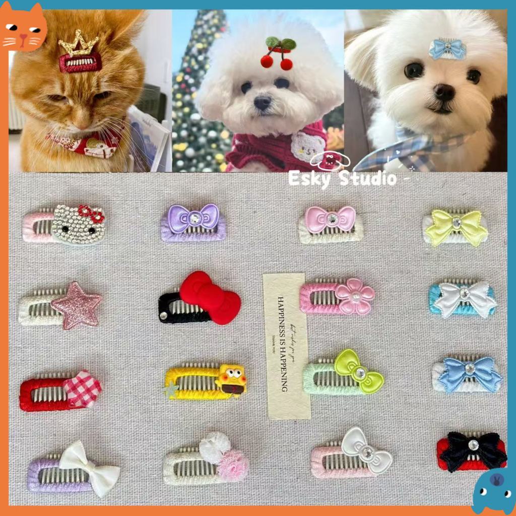 คลิปหนีบหวีสแตนเลสสําหรับสัตว์เลี้ยง สุนัข เท็ดดี้ เครื่องประดับผม ลูกสุนัข BB คลิป